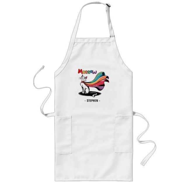 Avental Longo Super Cat Meeow - Rainbow Cape Pride Cat (Frente)
