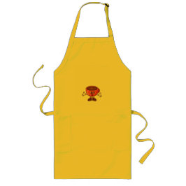 Avental Longo Taça de Café de Cartoon Jogada e Engraçada