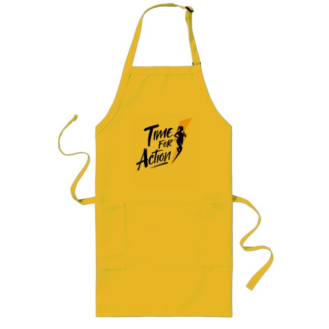Avental Longo Time for Action Yellow Apron | Motivational Cookin (Frente)