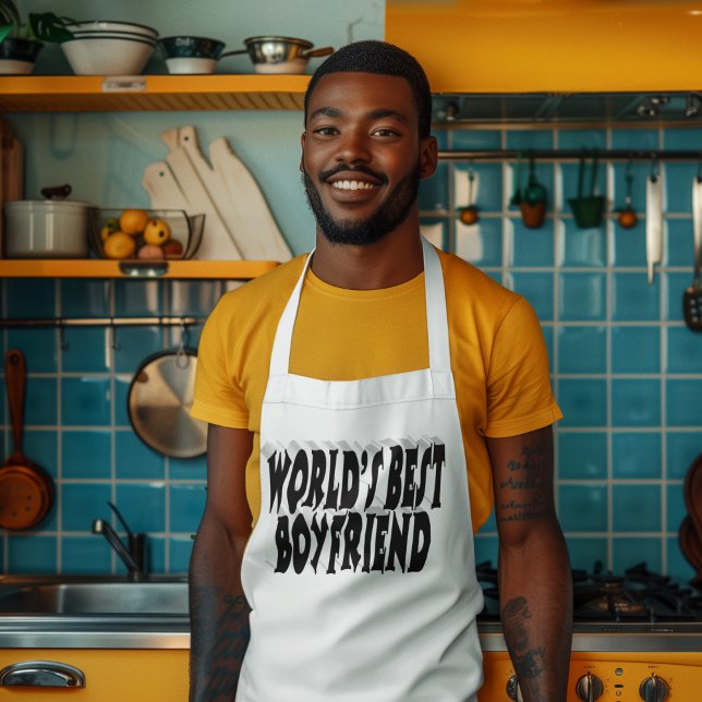 Avental Longo tipografia namorado negra (Criador carregado)