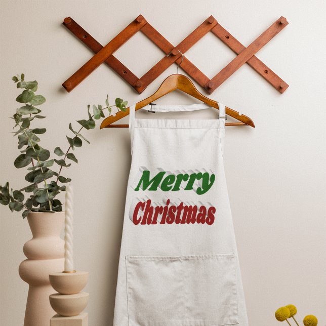 Avental Longo Tipografia vermelha e verde feliz Natal (Criador carregado)
