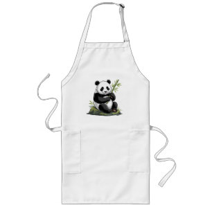 Avental Longo Urso Panda Fofo e Moderno com Bambu Verdejante
