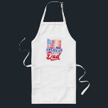 Avental Longo Vermelho branco e azul floral All American Pai<br><div class="desc">Celebre o dia da Independência com uma festa de 4 de julho da All-American! Esta design apresenta uma bandeira americana. O texto diz "Todos os Pais Americanos".</div>