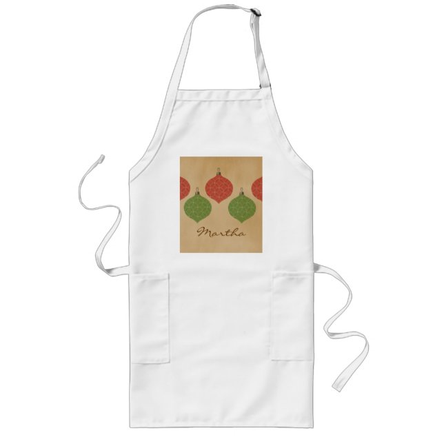 Avental Longo Vintage Chic Enfeites de natal Apron (Frente)