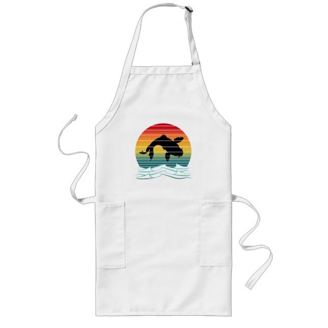 Avental Longo Vintage Koi Fish Sunset Scenery (Frente)
