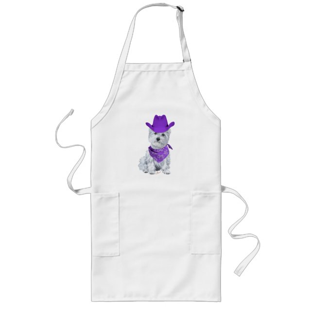 Avental Longo Westie Cowboy de Roxo (Frente)