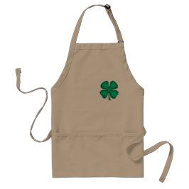 Avental Lucky 4 Leaf Irish Clover khaki chef apron