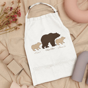 Avental Mama Urso Personalizada Com 2 Nomes de Filhos Pres