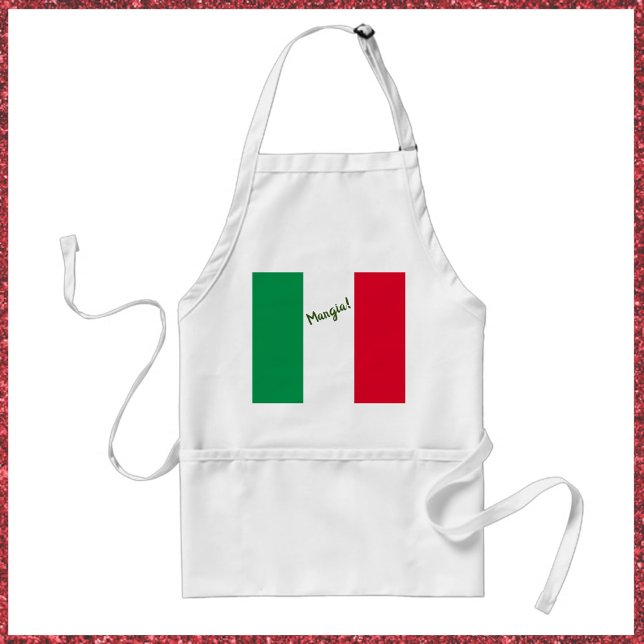 Avental Mangia - Bandeira Italiana (Bookmark my store: https://www.zazzle.com/store/capricepetit?rf=238091145531749709)