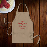 Avental mantenha calma, Pavlova<br><div class="desc">Fique calmo e faça um pouco de Pavlova. Design de texto engraçado impresso em um avental khaki. Dê-o a alguém que ama esta sobremesa baseada em merengue .Design por Alma Wad .// veja uma frigideira de bolo com design de acasalamento:</div>