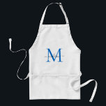 Avental Marinho de Monograma Moderno - Cursinho de Chef Az<br><div class="desc">Marinho de Monograma Moderno - Azul - Script Branco Chef Adulto de cozinha</div>