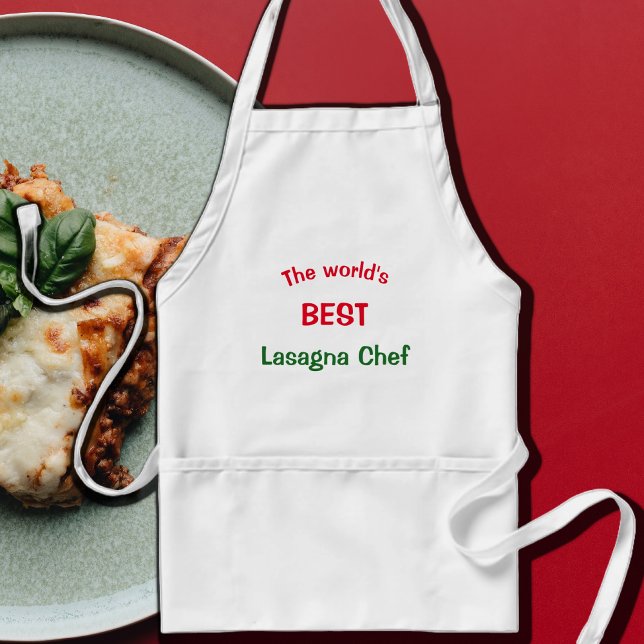 Avental Melhor Chef de Lasagna do mundo - verde-vermelho (Criador carregado)