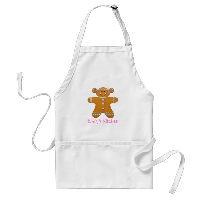 Avental Menina Apron~Customize do pão-de-espécie com nome (Frente)
