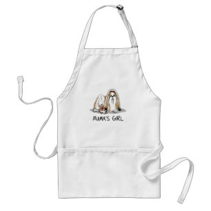 Avental Menina Shih Tzu (branca-bronzeada) Cachorro Mamã 