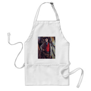 Avental Menino em um Waistcoat vermelho, por Paul Cézanne