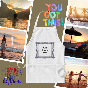 Avental Moldura Prateada Adicione uma Foto Aqui