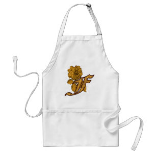 Avental Monograma Inicial F Dourada Peony Apron