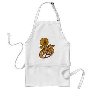 Avental Monograma Inicial G Dourada Peony Apron