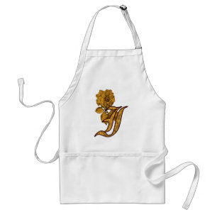Avental Monograma Inicial I Dourada Peony Apron
