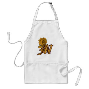 Avental Monograma Inicial M Dourado Peony Apron
