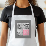 Avental Monograma Personalizado de Colagem de Fotos do Ins<br><div class="desc">Cor-de-rosa moderno Pastel e Cinzas - Use 3 fotos quadradas para criar um presente exclusivo e pessoal. Ou você pode ficar com o filhote hipster e fazer uma moda. Se precisar ajustar as fotos,  clique na ferramenta personalizar para fazer alterações.</div>