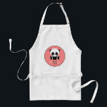 Avental Monograma Sentado Sentado Panda Salmão Personaliza<br><div class="desc">Um urso panda giro sentado no chão sobre um fundo de salmão. Personalize com seu monograma e nome ou exclua texto em caixas de texto sem nome.</div>