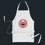 Avental Monograma Sentado Sentado Panda Salmão Personaliza<br><div class="desc">Um urso panda giro sentado no chão sobre um fundo de salmão. Personalize com seu monograma e nome ou exclua texto em caixas de texto sem nome.</div>