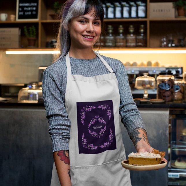 Avental Motif de Orquídeas Roxas Personalizadas (Criador carregado)