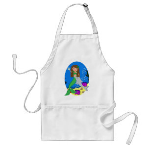 Avental Muirenn the Green Mermaid and Dolphin Apron