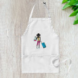 Avental Mulher Com Mala<br><div class="desc">Apresentando nossa "Jetsetter Chic" Apron - onde a moda encontra sua função da maneira mais deliciosa! Esta design única e atraente mostra um na moda gráfico de uma mulher confiante puxando uma mala azul vibrante, capturando a essência da luxúria e da aventura. Feito com cuidado e precisão, nosso avental é...</div>