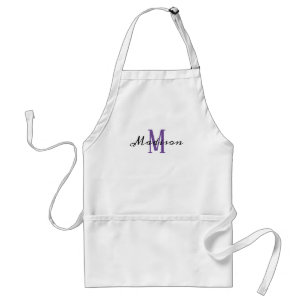 Avental Mulheres com Nome de Script Moderno Branco Roxo do