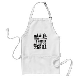 Avental My Wife Is Hotter Than My Grill – Funny BBQ Apron 