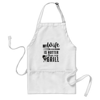 Avental My Wife Is Hotter Than My Grill – Funny BBQ Apron 