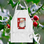 Avental Natais vintages, Jolly Winking Papai Noel<br><div class="desc">Ilustração Vintage design de Natal com um feliz e alegre Papai Noel vestindo um chapéu e piscando como se ele tivesse um segredo. Ho,  ho,  ho,  Feliz Natal!</div>