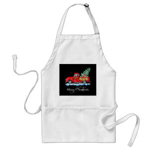 Avental Natal Antigo Caminhão Vermelho Natal Feliz Vintage