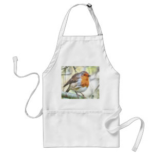 Avental Natal Robin Redbreast Winter Watercolor