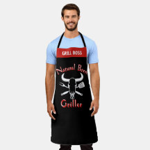 Avental Natural Born Griller - Chef Preto Engraçad