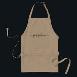 Avental Nome de script moderno personalizado<br><div class="desc">Hospedando uma oficina botânica e suculenta? Que tal uma aula de cozinhar? Dê aprons personalizados para seus convidados com um tipo elegante de script de fonte que certamente os deliciará. Tenham a conversa sobre esse dom sofisticado. Dica: para guardar as palhetas longas no final mantenha os pequenos quadrados no final...</div>