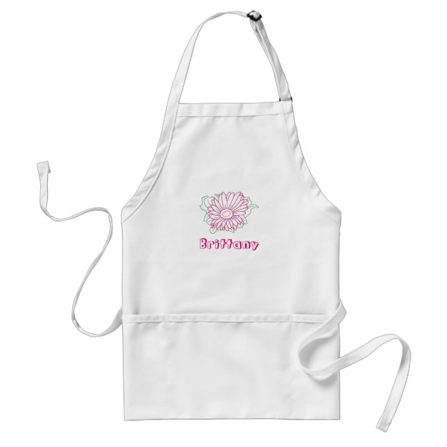 Avental Nome personalizado Apron, flor da margarida fuchsi (Frente)