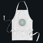 Avental Nome Personalizado do Ombre Teal Bakery Rosquinha<br><div class="desc">Fosco de Rosquinha Teal com Prévia</div>