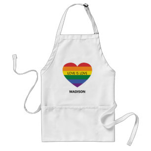Avental Nome personalizado e texto do Rainbow Love