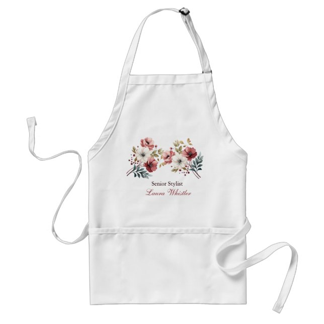 Avental Nome Personalizado Floral Elegante Apron (Frente)