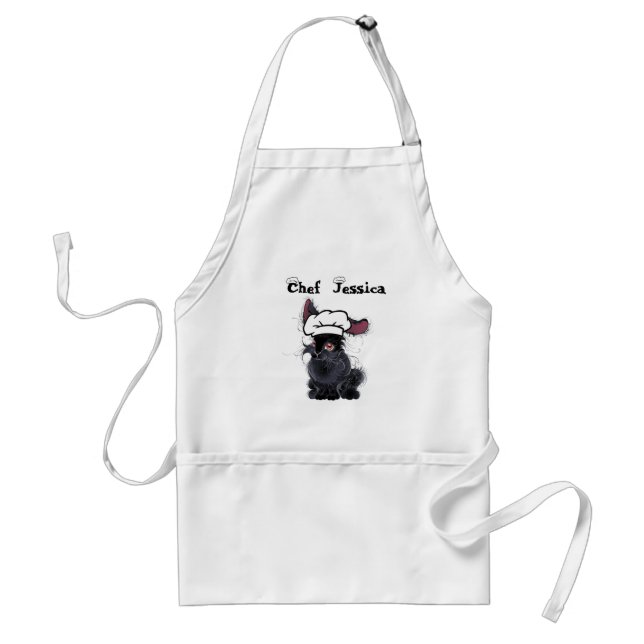 Avental Nome Personalizado Rabbit Negro Chef Apron (Frente)
