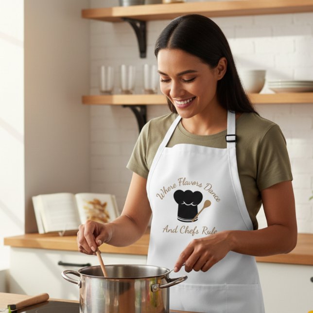 Avental "Onde Flavors Dança E Chefs Regra" Apron (Criador carregado)