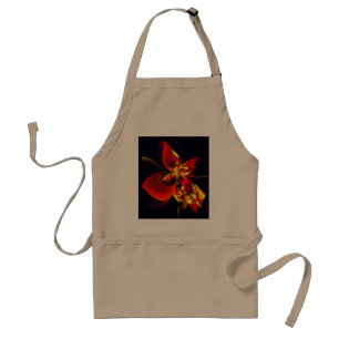 Avental Padrão de Arte Abstrata Floral Amarelo Vermelho Mo