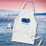 Avental Padrão de pré-disquete náutico azul-marinho person<br><div class="desc">Este design de baleia azul de pré-disquete náutico apresenta o seu texto ou monograma e um fundo com a sua cor personalizada. Um padrão de baleia bonito, brilhante, colorido e clássico que é perfeito para um dia na praia, na cabana pelo oceano ou roupa náutica, presentes ou quarto de criança....</div>