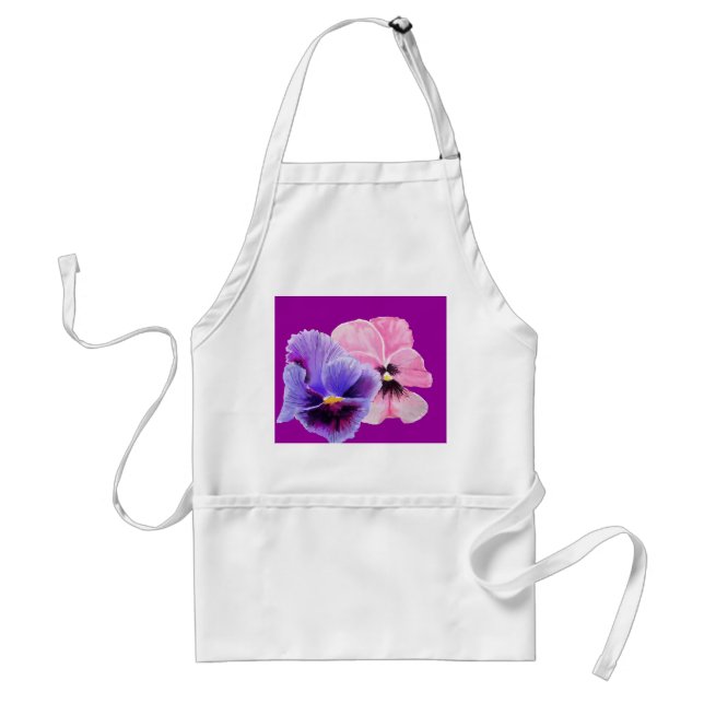 Avental Pansy Apron rosa e roxo (Frente)