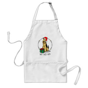 Avental Papais noeis de Natal Airedale Terrier HO HO Cute