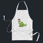 Avental Papais noeis do Dinossauro Verde de Natal Personal<br><div class="desc">Dinossauro verde fantástico que parece muito bonito num chapéu vermelho de Papai Noel,  de férias,  com um sorriso. Gosto de animais pré-históricos de Natal e presentes que as crianças vão amar. Personalize este presente com o nome do destinatário para torná-lo ainda mais personalizado.</div>