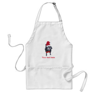 Avental Papais noeis Pug Dog Red Arco Seu Texto Aprons de